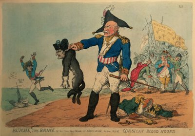 Blücher der Tapfere: Extrahieren des Abdankungsgroans vom korsischen Bluthund Napoleon von Thomas Rowlandson